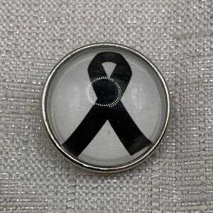 BLACK RIBBON - Snap Button Charm - 18mm/20mm